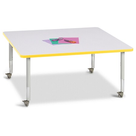 Jonti-Craft Berries Square Activity Table, 48 in. x 48 in., Mobile, Freckled Gray/Yellow/Gray 6418JCM007